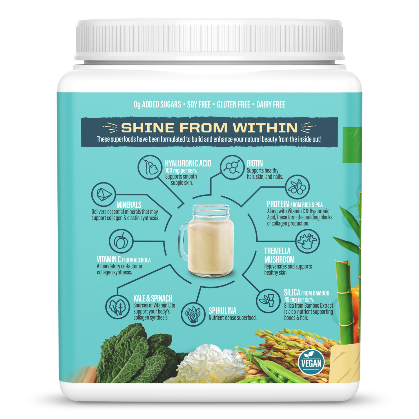 Vegan Collagen Protein Peptides Powder Tahitian Vanilla 20 Servings (500g)