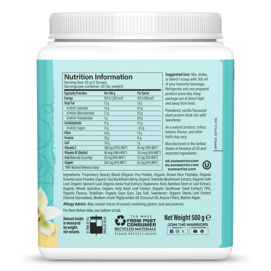 Vegan Collagen Protein Peptides Powder Tahitian Vanilla 20 Servings (500g)