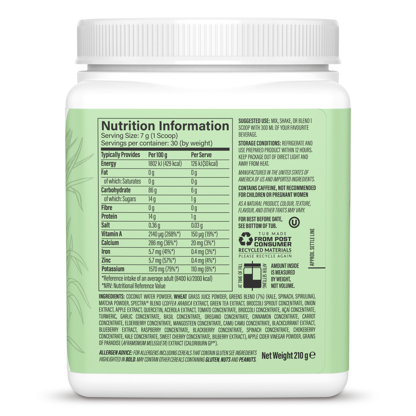 Shape Thermo Greens Unflavoured 30 Servings (210g)